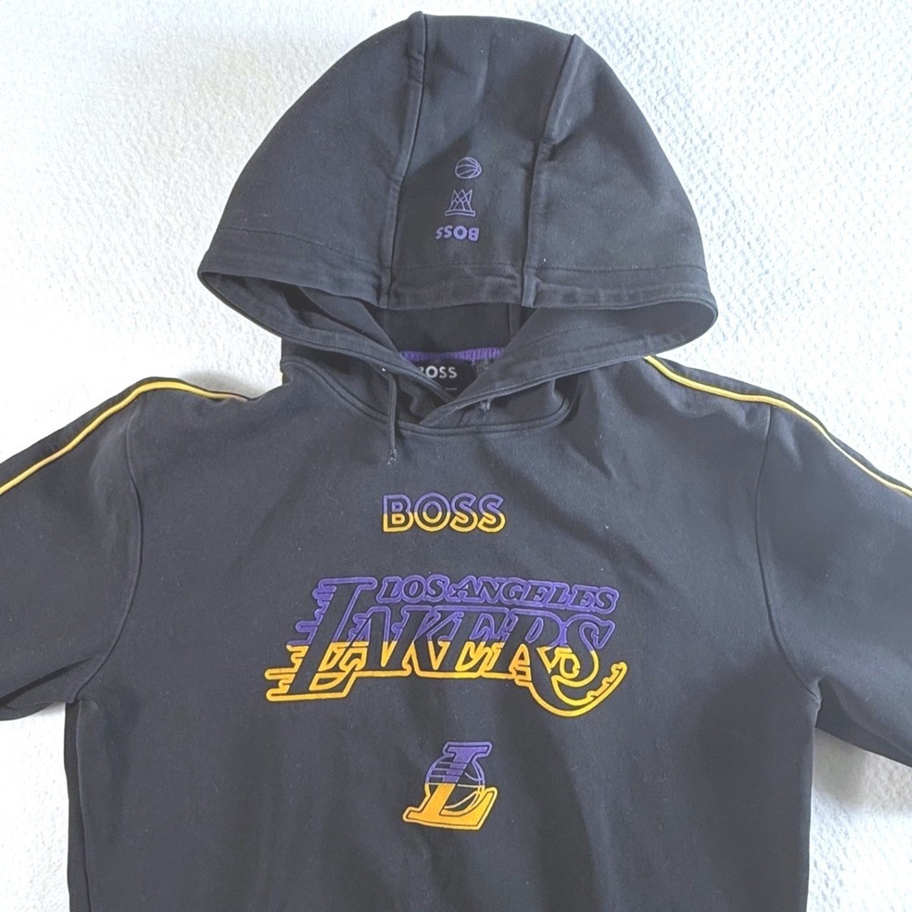 Hugo Boss X NBA Los Angeles Lakers Hoodie Mens Medium Black Pullover Sweatshirt